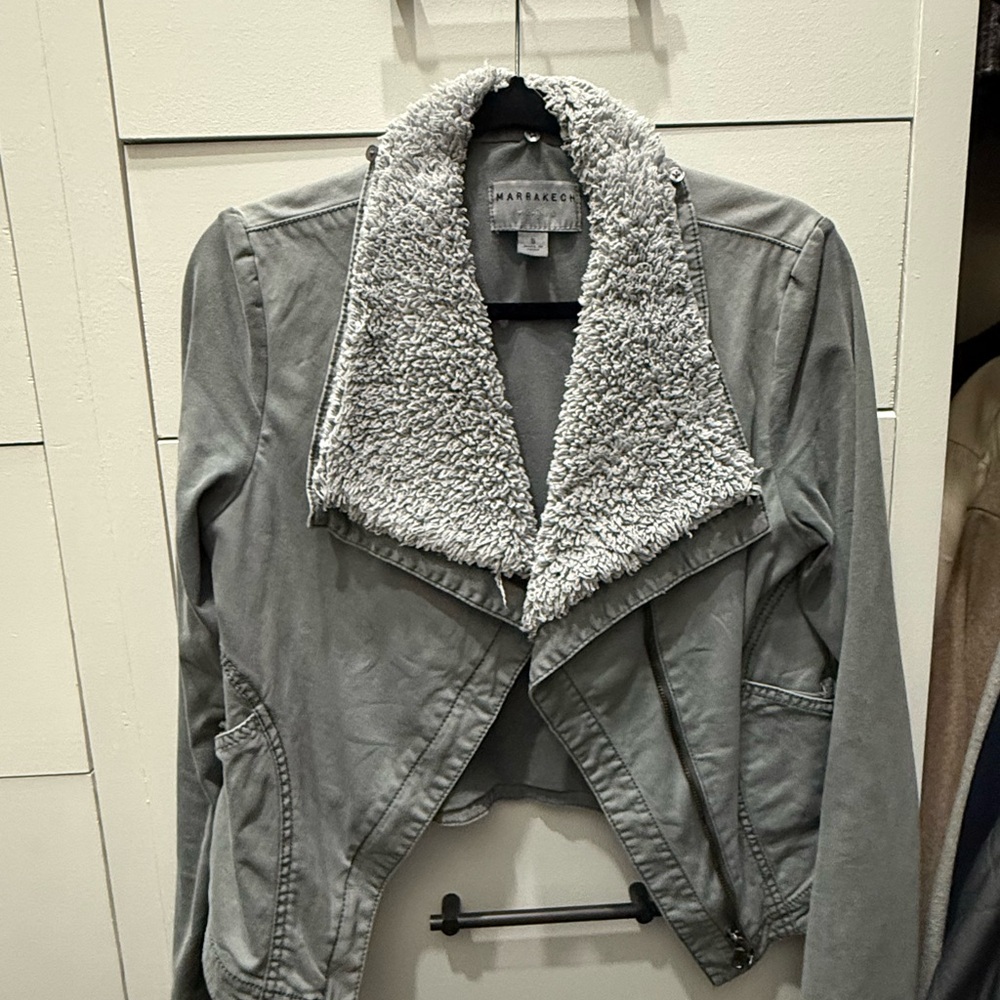 Anthropologie Gray Shearling-Lined Jacket
